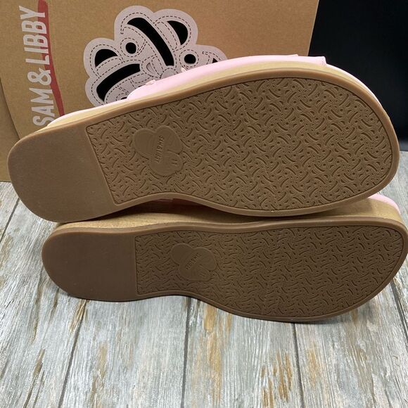 Sam & Libby Pink Platform Double Bow Tie Comfy Dress Sandals Shoes Size 11 - Picture 6 of 14